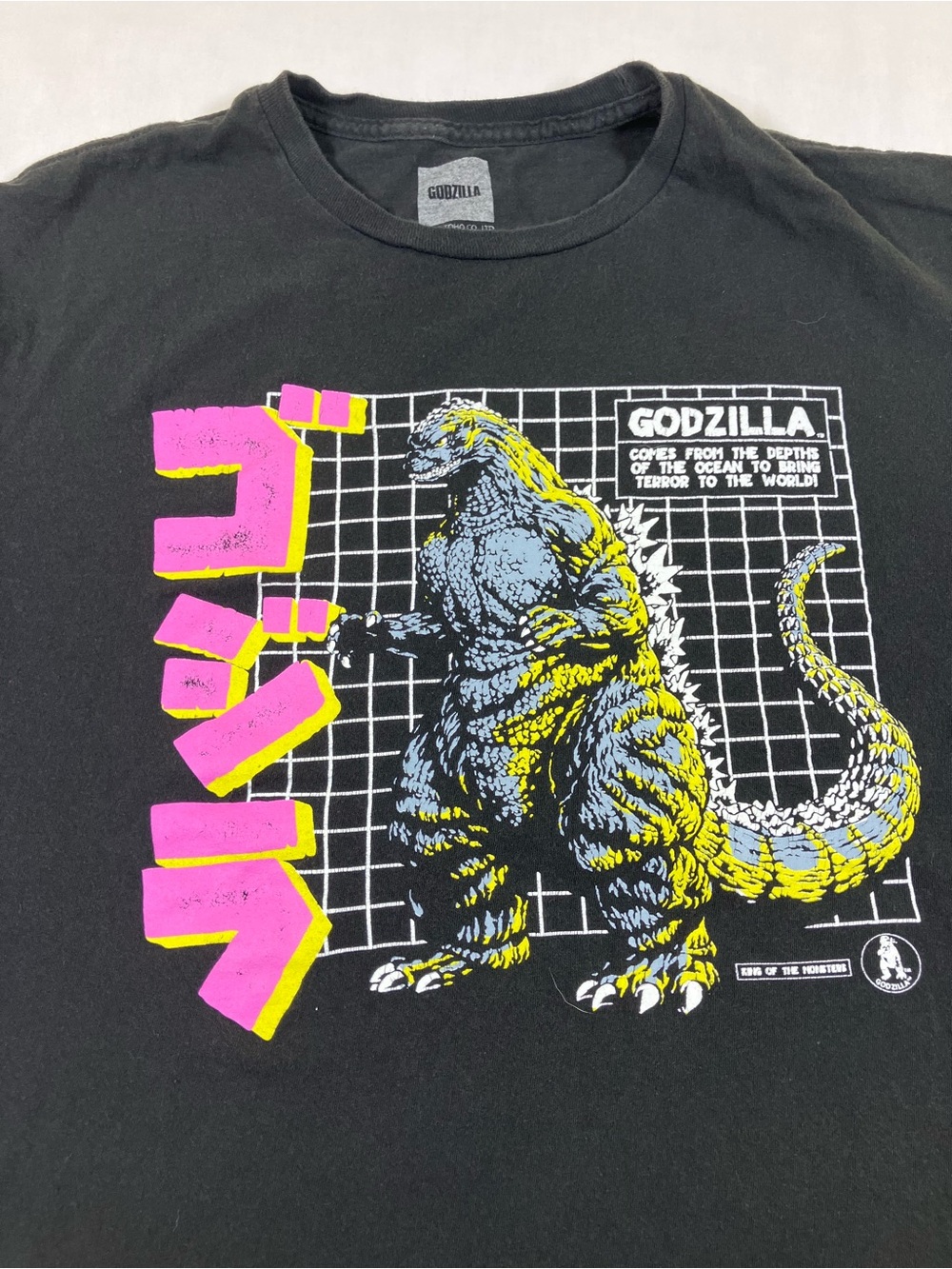 Godzilla Neon Graphic Short Sleeve T-Shirt - Black - Picture 2 of 3
